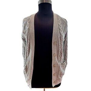 Aritzia Wilfred XS Cable Knit Cardigan Button Front Pockets‎ Long Sleeve Sweater